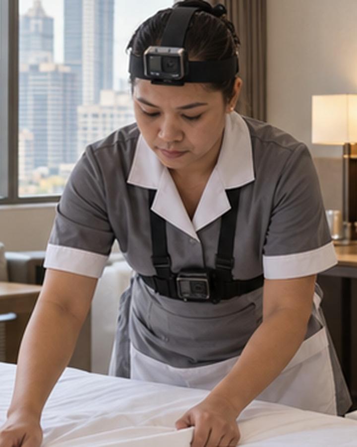 Hotels & residential recorder at work with a head camera