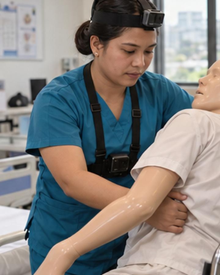 Healthcare & elderly care recorder at work with a head camera